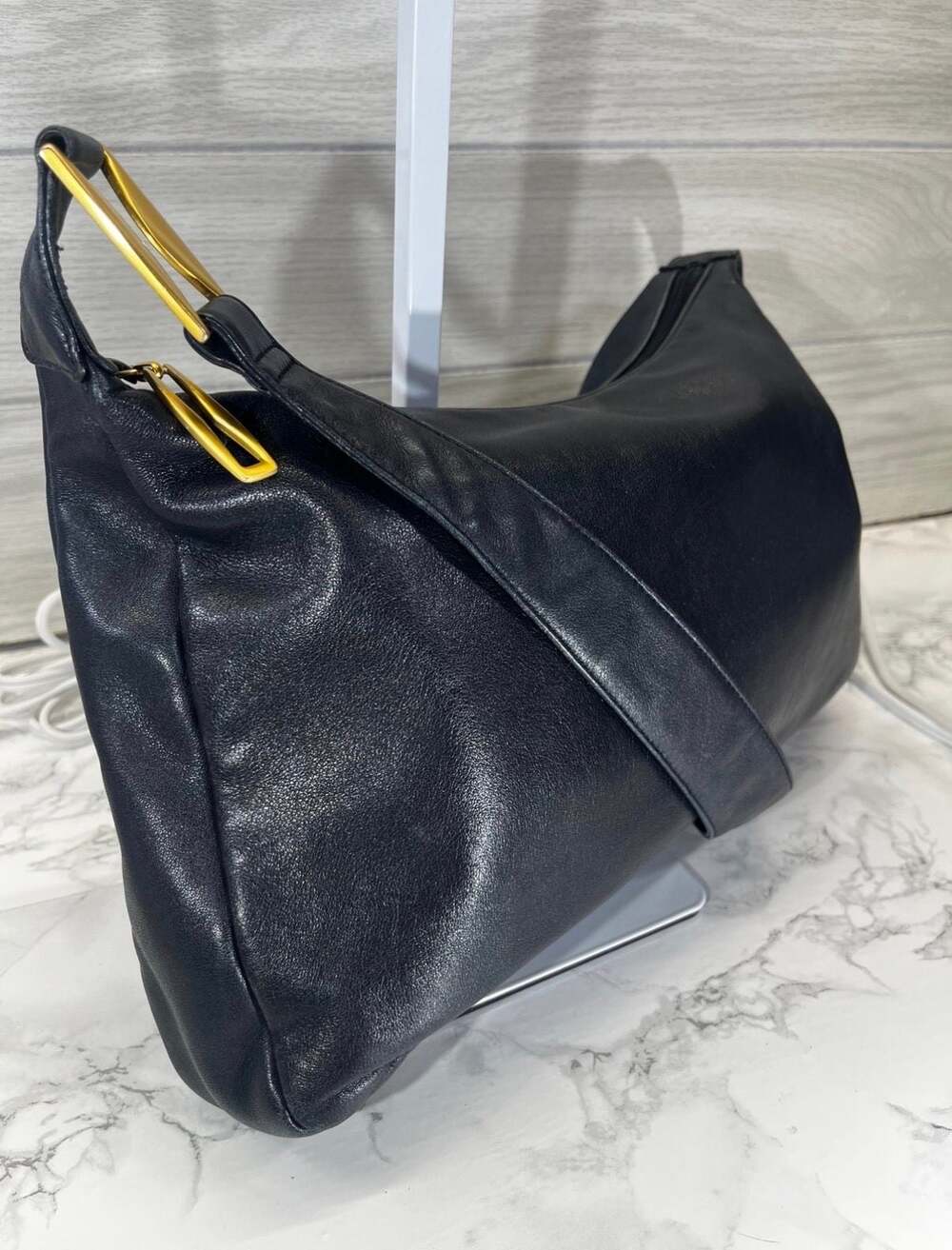 Preview Collection Black Leather Shoulder Bag